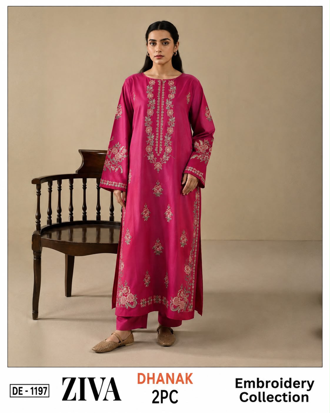 Dhanak embroidered luxury unstitched 2pc suit